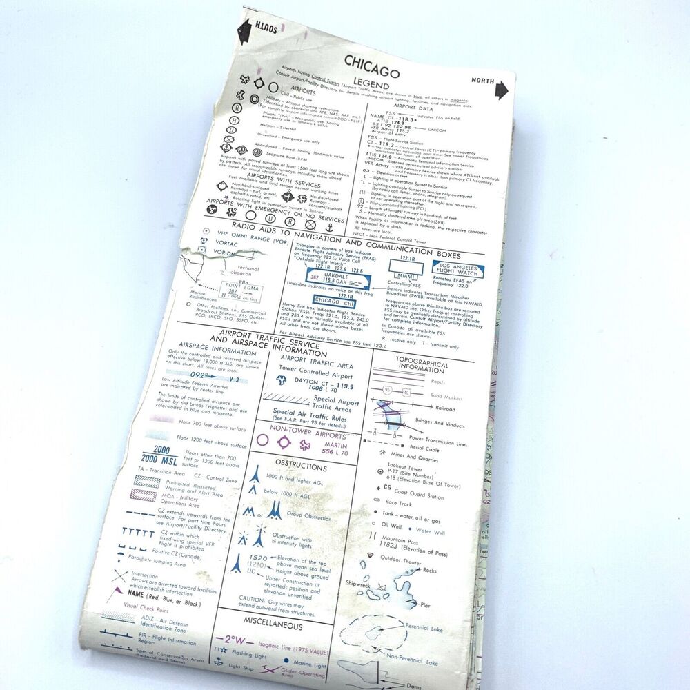 Sectional Aeronautical Chart Scale 1:500,000 Map Chicago 19th Edition 1979